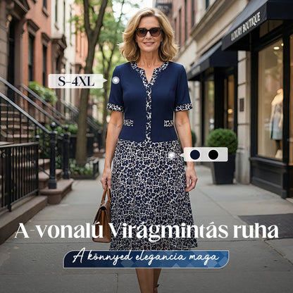 💥50% Árcsökkentés | Divatos A-vonalú Virágmintás Egyberuha + 📿Ingyenes Gyönyörű Nyaklánc – Minden Testalkatra!