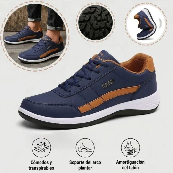 🎁 Oferta especial: 50% de descuento 🎁 Zapatos ortopédicos de cuero para hombre — Cosidos a mano 👟 Impermeables y antideslizantes ✅ Soporte para el arco del pie — Cómodos para caminar