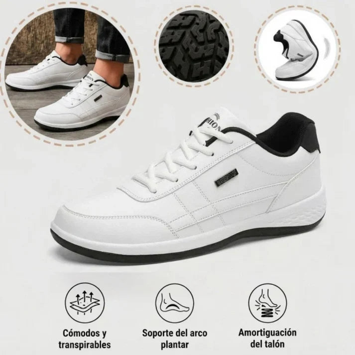 🎁 Oferta especial: 50% de descuento 🎁 Zapatos ortopédicos de cuero para hombre — Cosidos a mano 👟 Impermeables y antideslizantes ✅ Soporte para el arco del pie — Cómodos para caminar