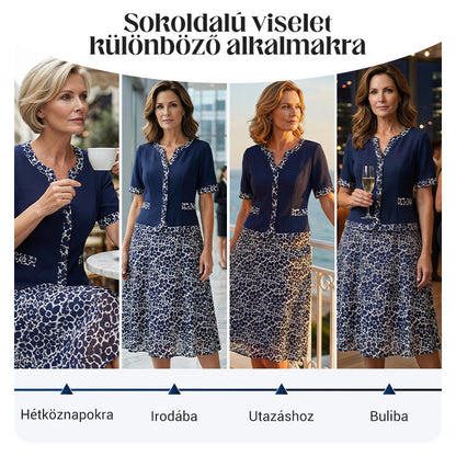 💥50% Árcsökkentés | Divatos A-vonalú Virágmintás Egyberuha + 📿Ingyenes Gyönyörű Nyaklánc – Minden Testalkatra!