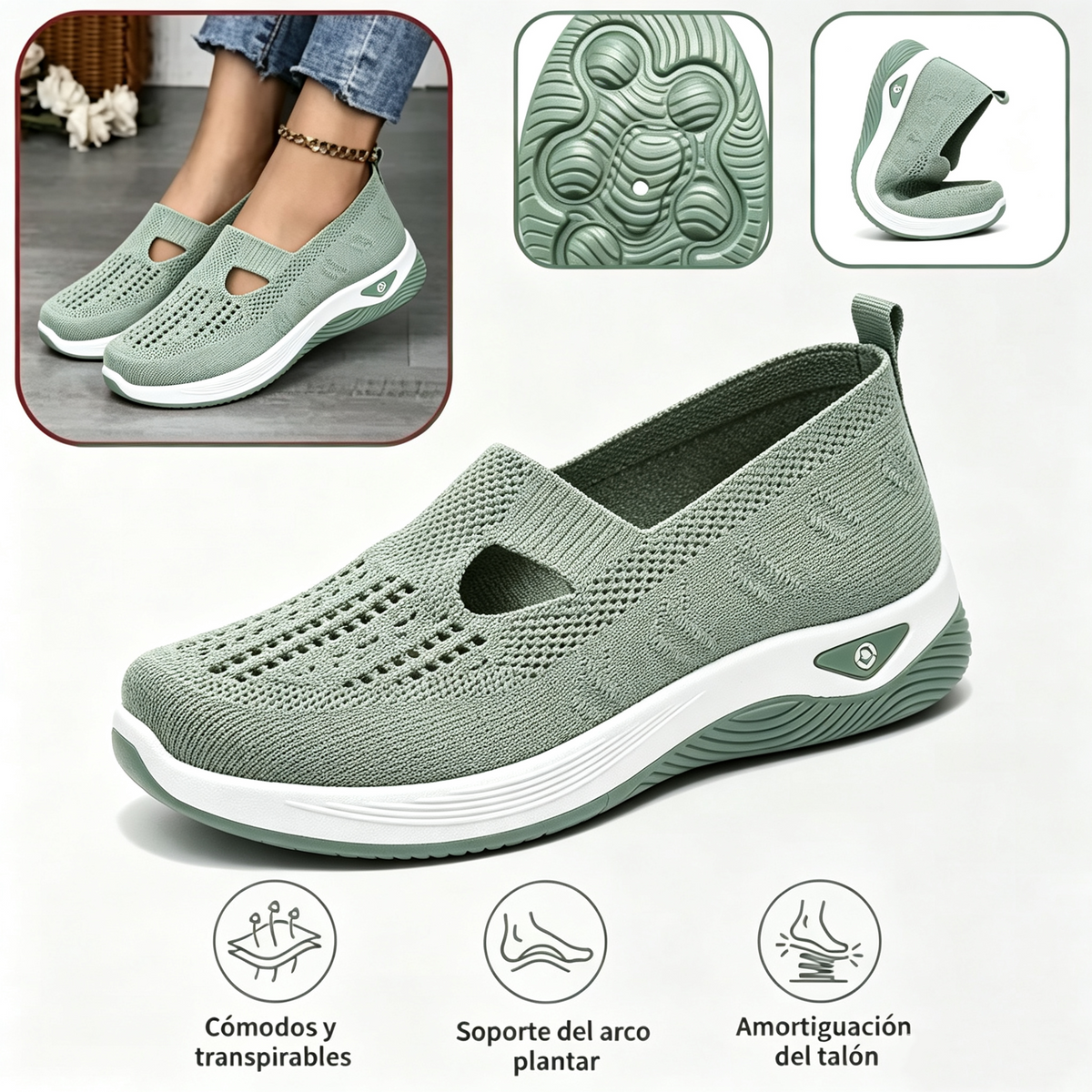 ⏰ ¡Último día! 50% de descuento 👟 Zapatos ortopédicos ergonómicos de verano | Transpirable y ligero ✅ Alivia el dolor de pies | Fácil de poner y quitar