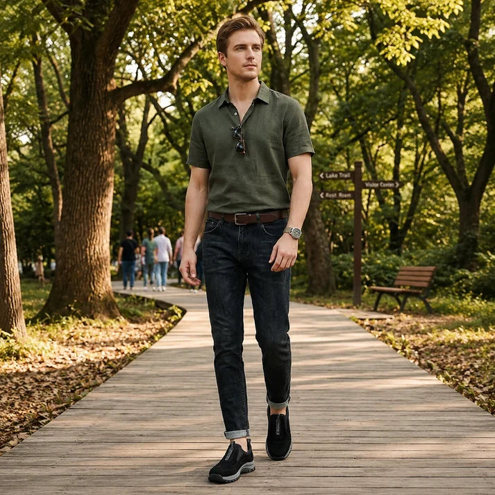 🎁 Zapatillas de senderismo ortopédicas de moda — Ante cosido a mano 👟 Impermeables y antideslizantes ✅ Soporte para el arco del pie — Caminar cómodamente.