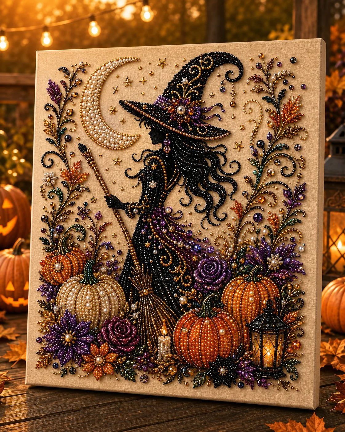 🎃 Halloween Gyöngy Mozaik DIY Készlet – Illeszd és helyezd el a gyöngyöket, festési tudás nem szükséges!