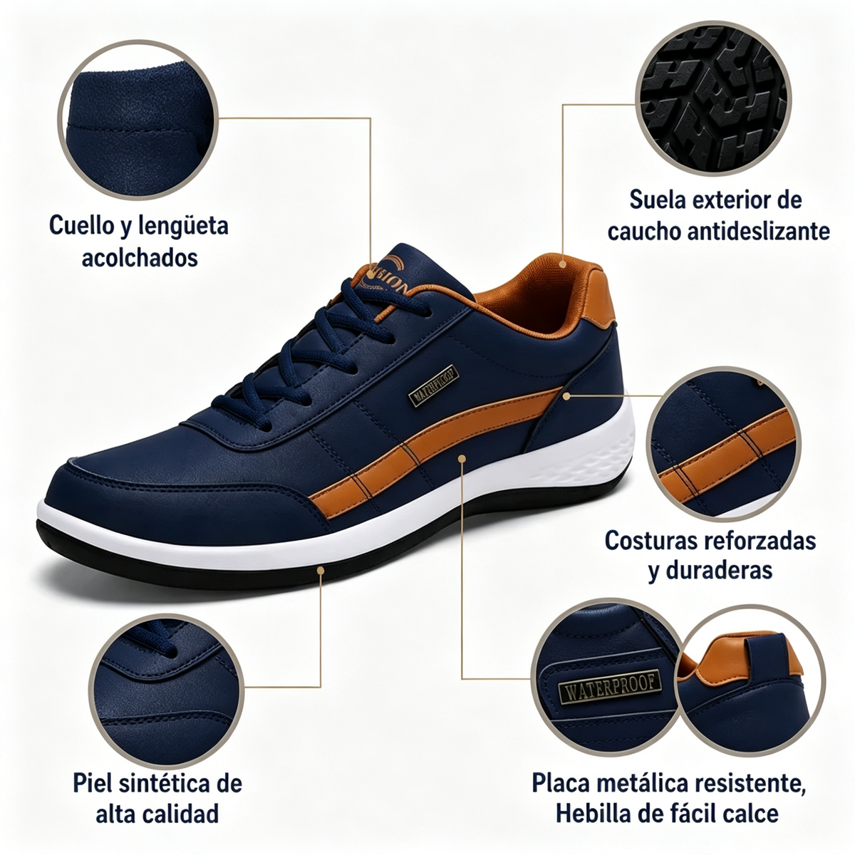 🎁 Oferta especial: 50% de descuento 🎁 Zapatos ortopédicos de cuero para hombre — Cosidos a mano 👟 Impermeables y antideslizantes ✅ Soporte para el arco del pie — Cómodos para caminar