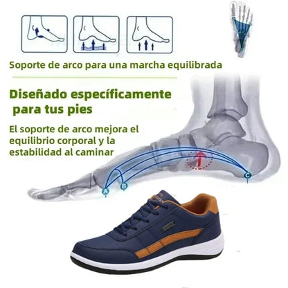🎁 Oferta especial: 50% de descuento 🎁 Zapatos ortopédicos de cuero para hombre — Cosidos a mano 👟 Impermeables y antideslizantes ✅ Soporte para el arco del pie — Cómodos para caminar