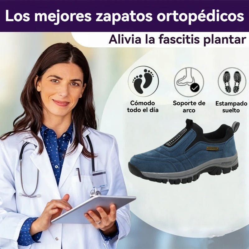 🎁 Zapatillas de senderismo ortopédicas de moda — Ante cosido a mano 👟 Impermeables y antideslizantes ✅ Soporte para el arco del pie — Caminar cómodamente.