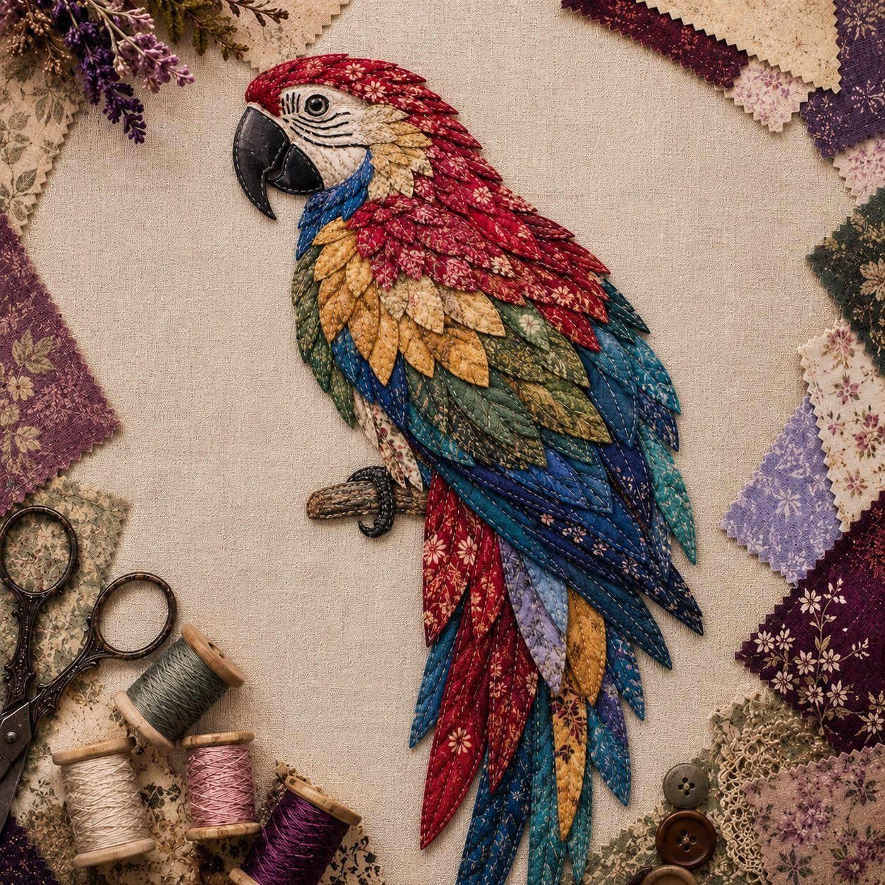 3D Patchwork Madár DIY Kézműves Készlet – Szövetből Készült Élő Madár Alkotás