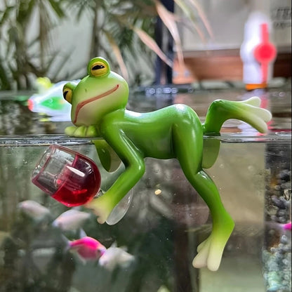 🐸 Aranyos Béka Dísz Virágcserép Szélére – Boros Pohárral