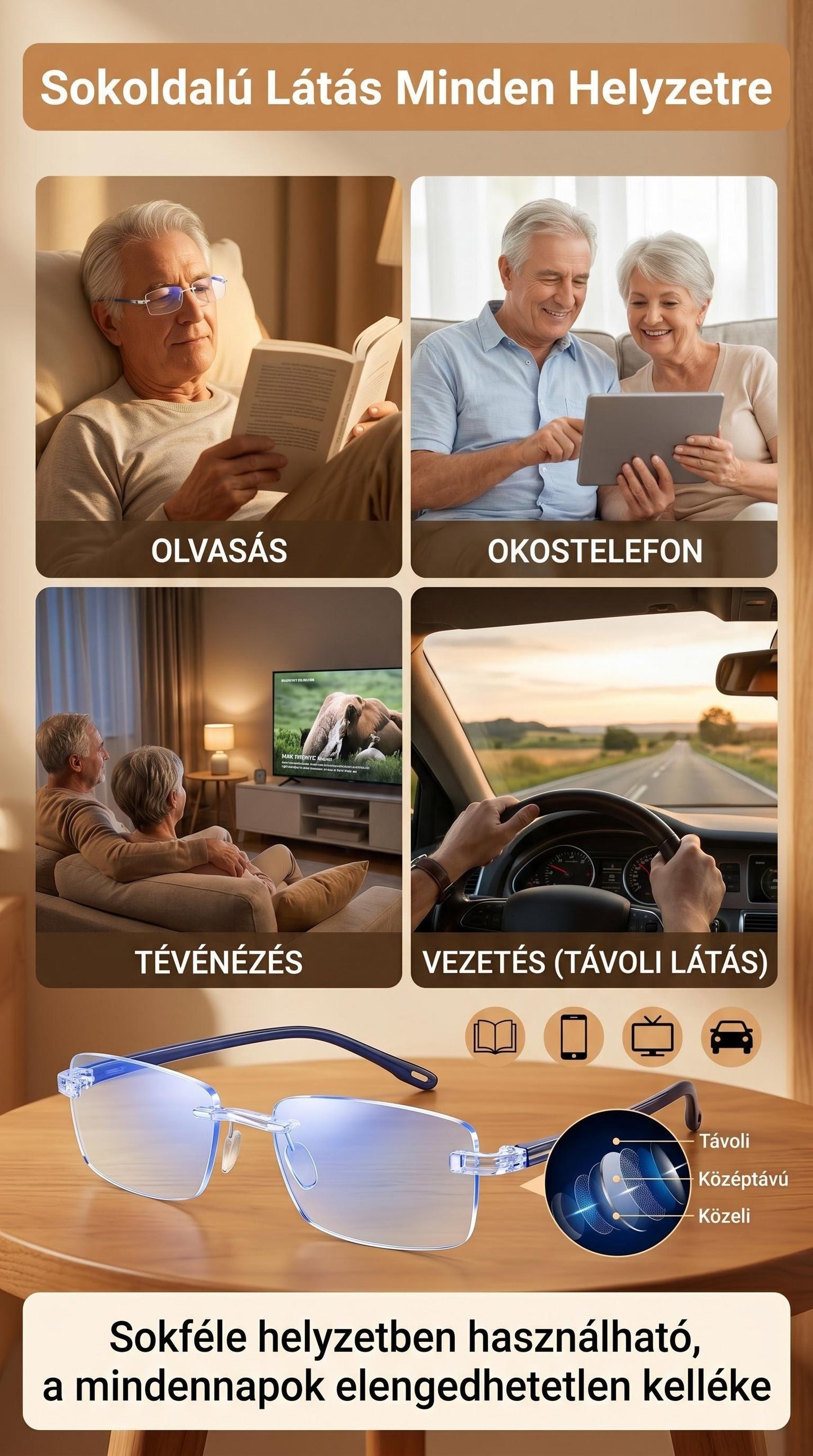 🔥1+1 ingyenes🔍👀 Közelre és távolra is éles látás | Öntérfókuszú olvasószemüveg👓