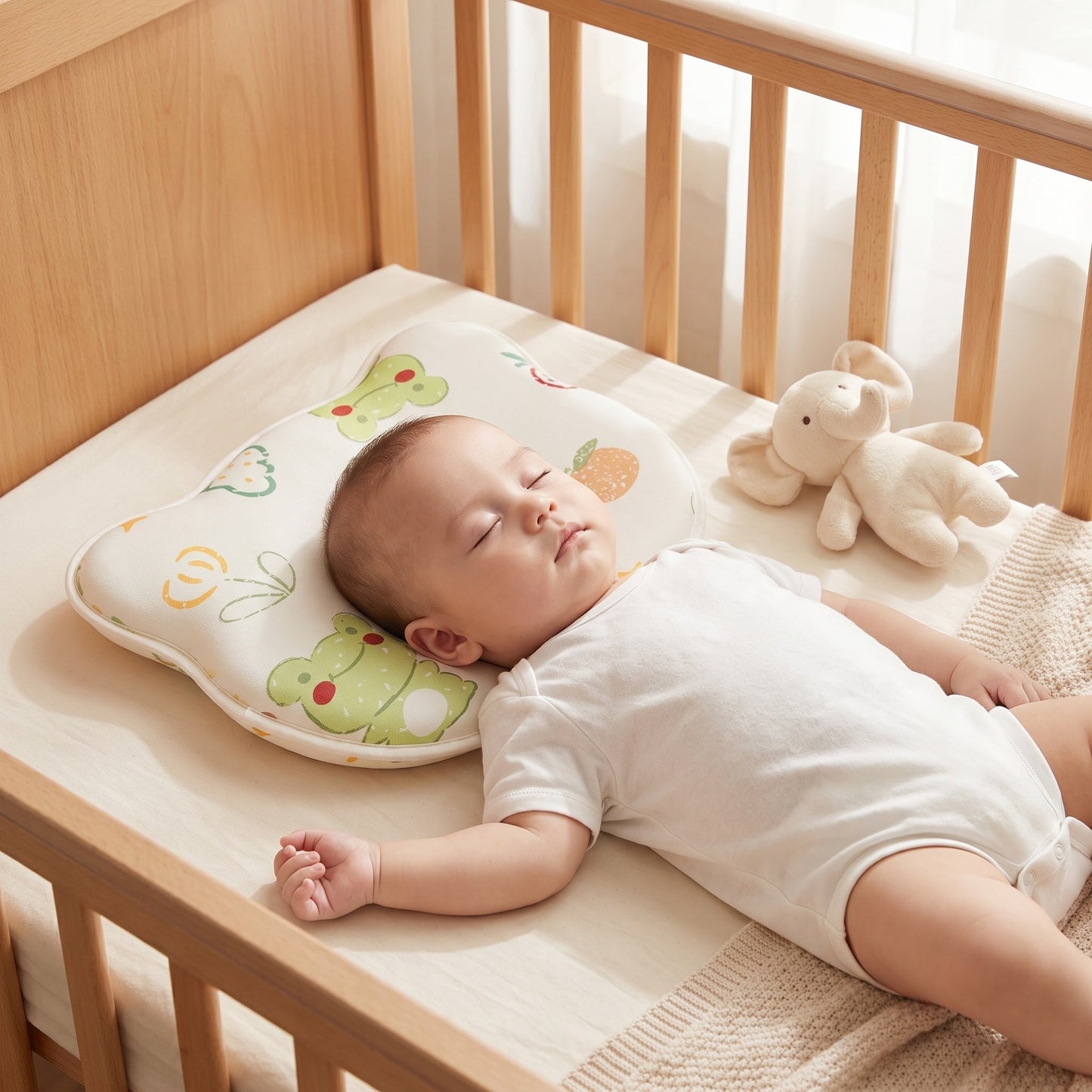 👶 Tudományosan tervezett fej – gyengéden megtámasztja és vezeti a baba fejének formáját, és megakadályozza a laposfejű szindrómát!  🌙