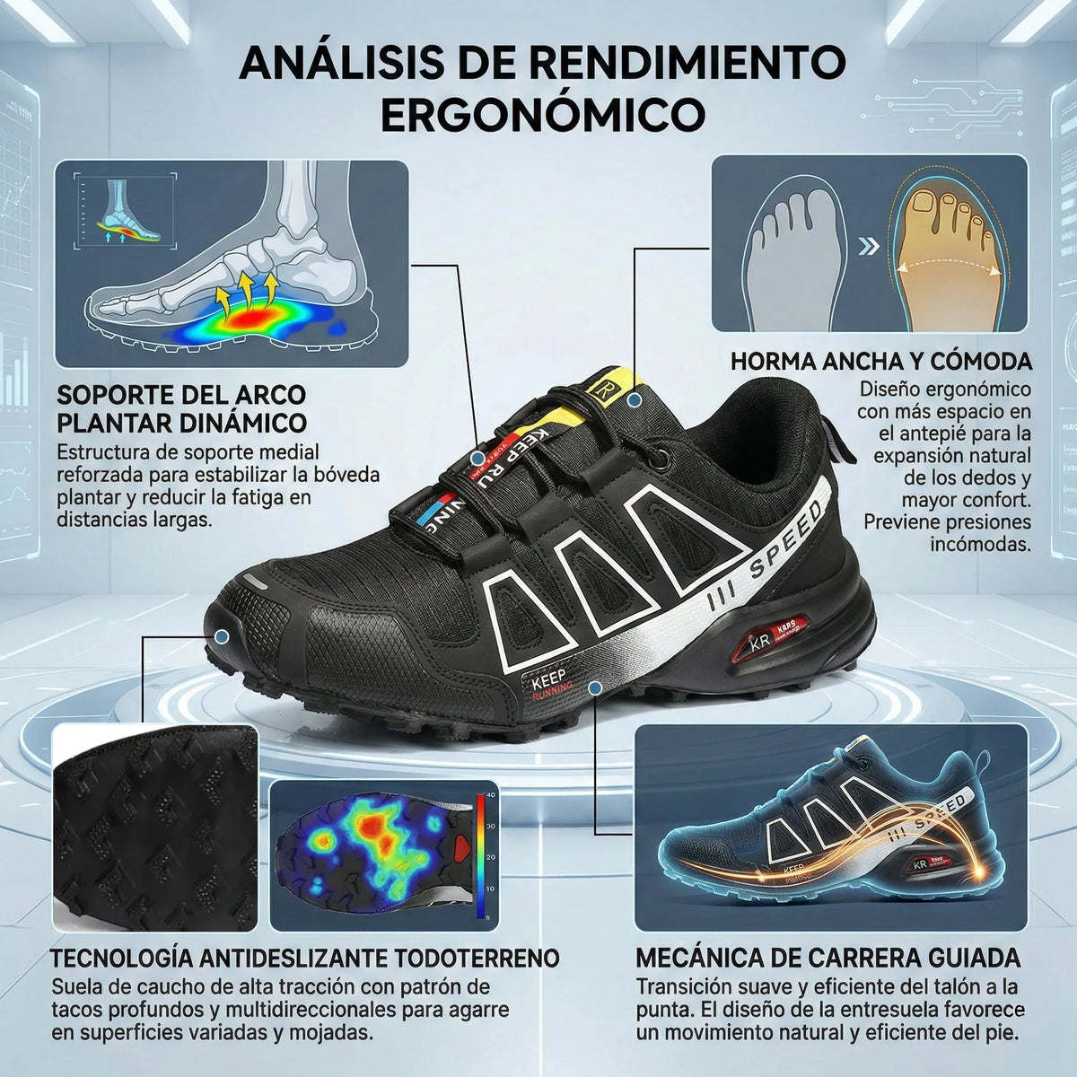 🎉¡Último día! ¡50% de descuento!✅ Zapatos ortopédicos adecuados para personas con problemas en los pies, zapatos de senderismo con soporte que brindan apoyo al arco, alivian el dolor articular y de los pies, son antideslizantes y cómodos.