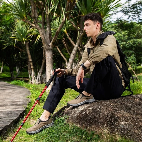 🎁 Zapatillas de senderismo ortopédicas de moda — Ante cosido a mano 👟 Impermeables y antideslizantes ✅ Soporte para el arco del pie — Caminar cómodamente.