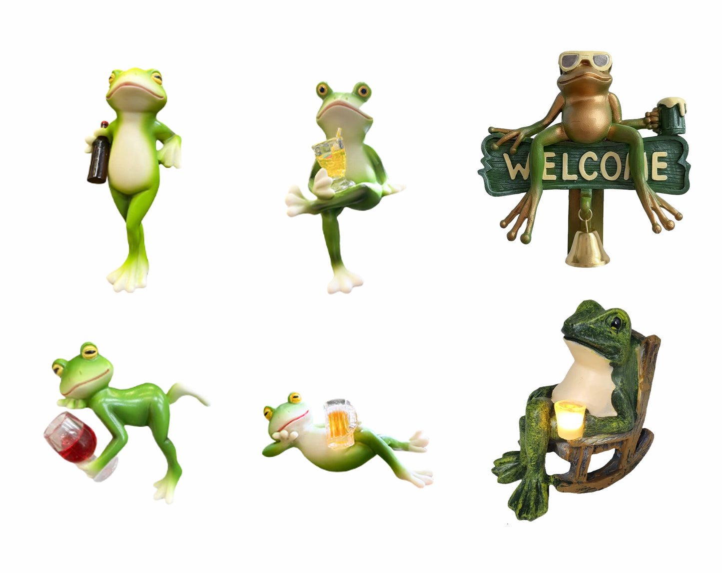 🐸 Aranyos Béka Dísz Virágcserép Szélére – Boros Pohárral