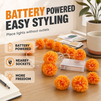 🔆Körömvirág LED Fényfüzér – Ünnepi Ragyogás és Őszi Dekoráció🌟