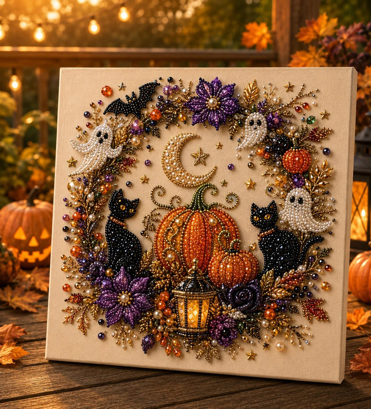 🎃 Halloween Gyöngy Mozaik DIY Készlet – Illeszd és helyezd el a gyöngyöket, festési tudás nem szükséges!
