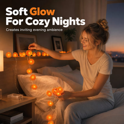 🔆Körömvirág LED Fényfüzér – Ünnepi Ragyogás és Őszi Dekoráció🌟