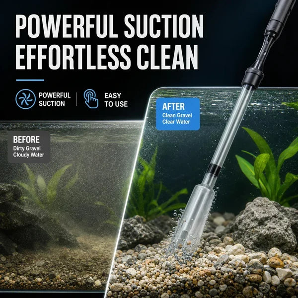 🐠Elektromos akvárium aljzattisztító - Elemmel működik, állítható hosszúságú - Minden akváriumhoz alkalmas🧹🐟