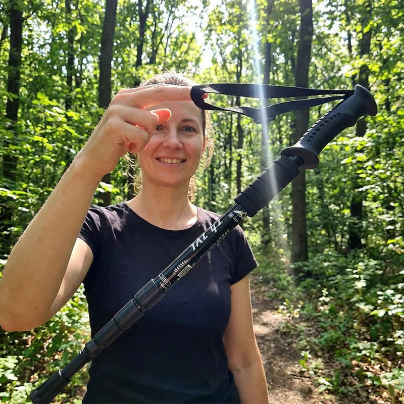 ⛰️🌲 - Könnyű, ütéscsillapító, állítható magasságú, alumínium ötvözetből készült rúd - Túrázáshoz és kempingezéshez alkalmas