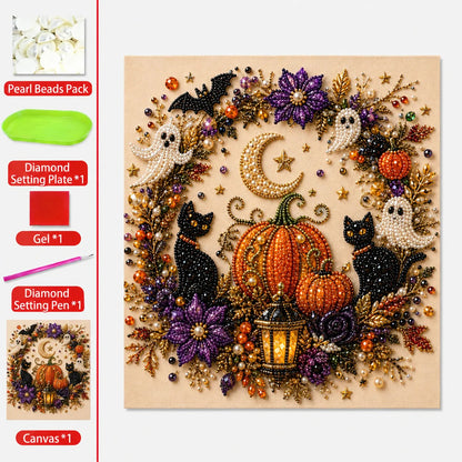 🎃 Halloween Gyöngy Mozaik DIY Készlet – Illeszd és helyezd el a gyöngyöket, festési tudás nem szükséges!