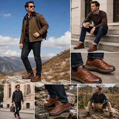 🎁Oferta por tiempo limitado: 50% de descuento🔴Zapatos de cuero genuino de alta calidad🦶Alivian el dolor de pies y la fascitis plantar - Impermeables y antideslizantes✅Disponibles en varias tallas