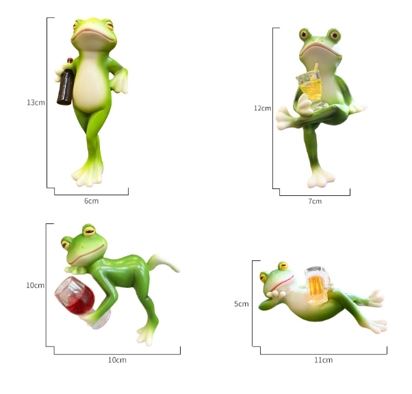 🐸 Aranyos Béka Dísz Virágcserép Szélére – Boros Pohárral